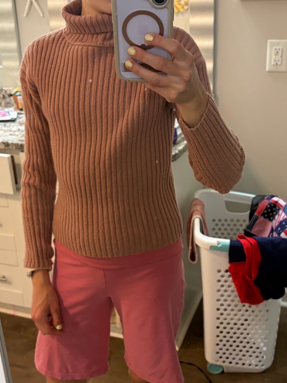 Forever 21 kids. Pinkish brown sweater. Winter warmth matters.